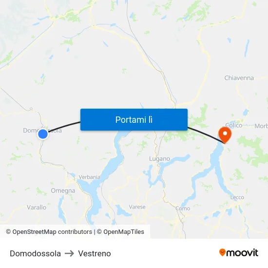 Domodossola to Vestreno map