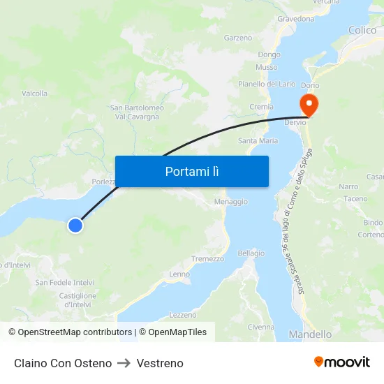 Claino Con Osteno to Vestreno map