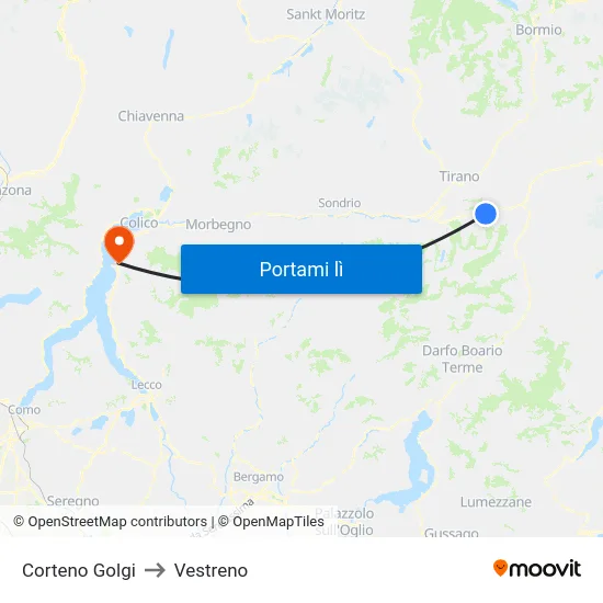 Corteno Golgi to Vestreno map