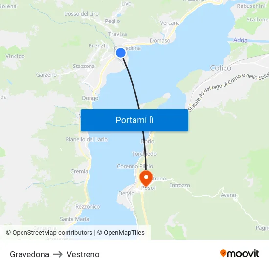 Gravedona to Vestreno map