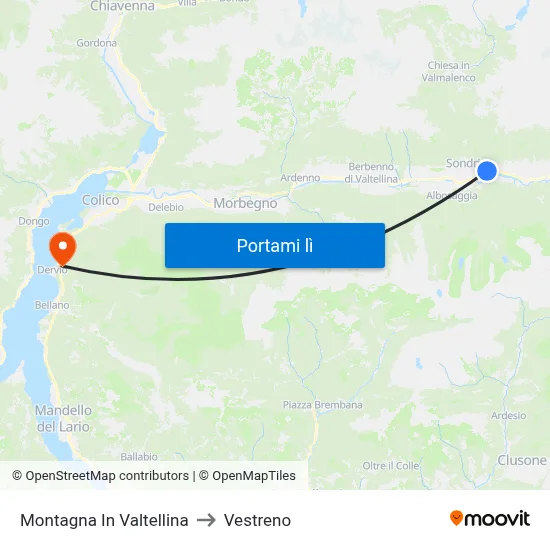 Montagna In Valtellina to Vestreno map
