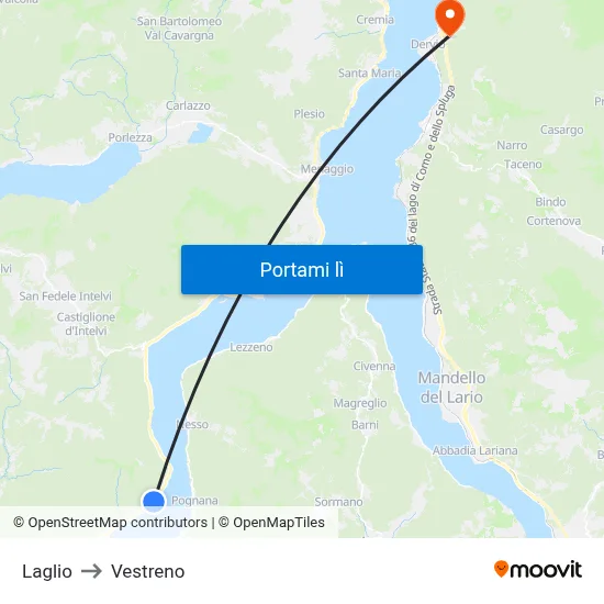 Laglio to Vestreno map
