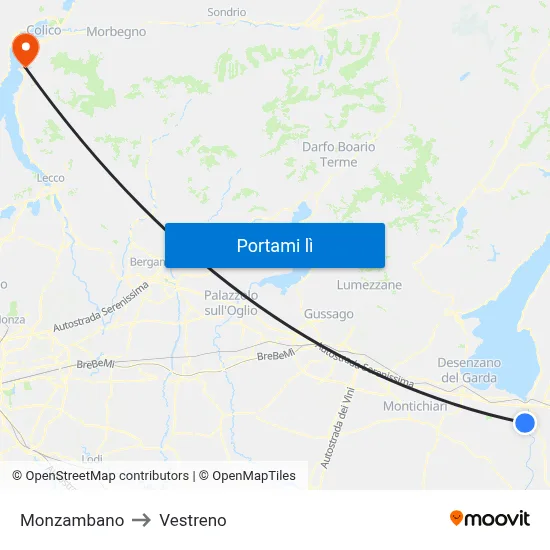 Monzambano to Vestreno map