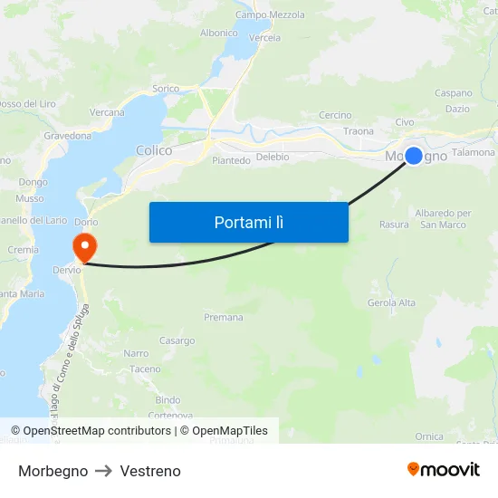 Morbegno to Vestreno map
