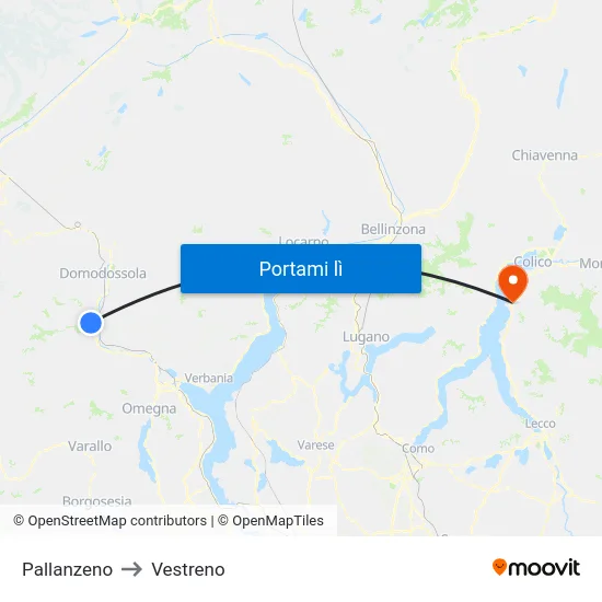 Pallanzeno to Vestreno map