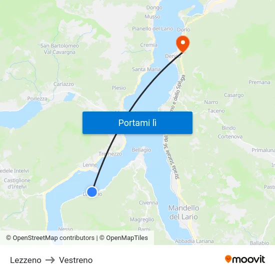 Lezzeno to Vestreno map