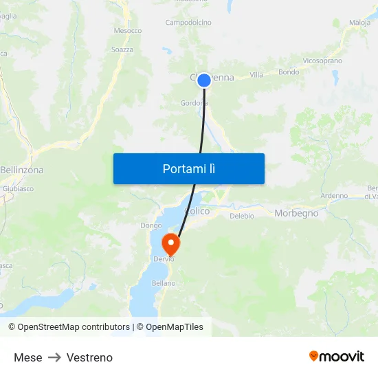 Mese to Vestreno map