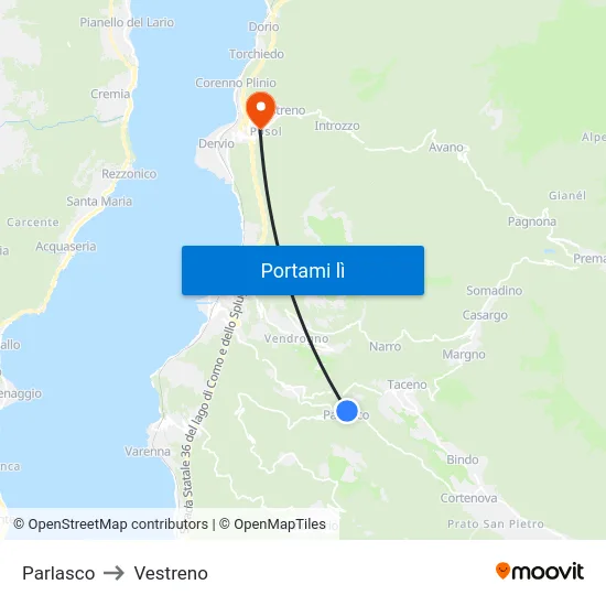 Parlasco to Vestreno map