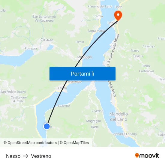 Nesso to Vestreno map