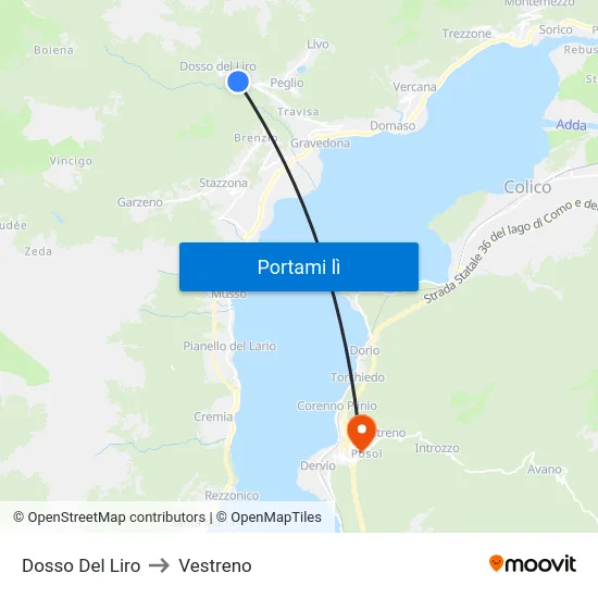 Dosso Del Liro to Vestreno map