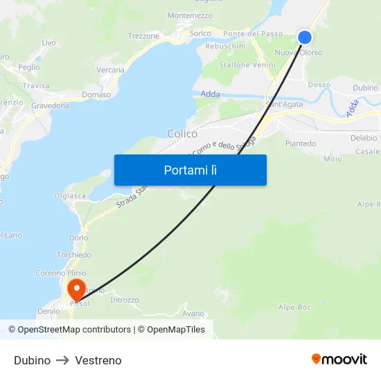 Dubino to Vestreno map