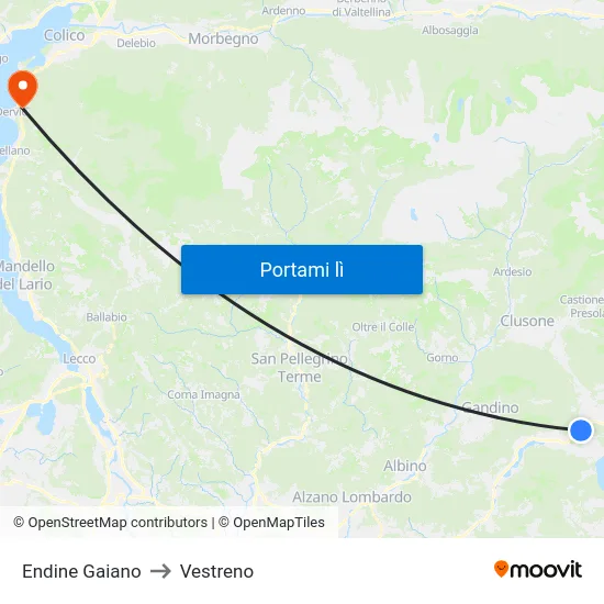 Endine Gaiano to Vestreno map