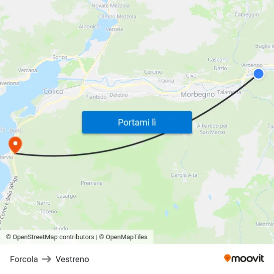 Forcola to Vestreno map
