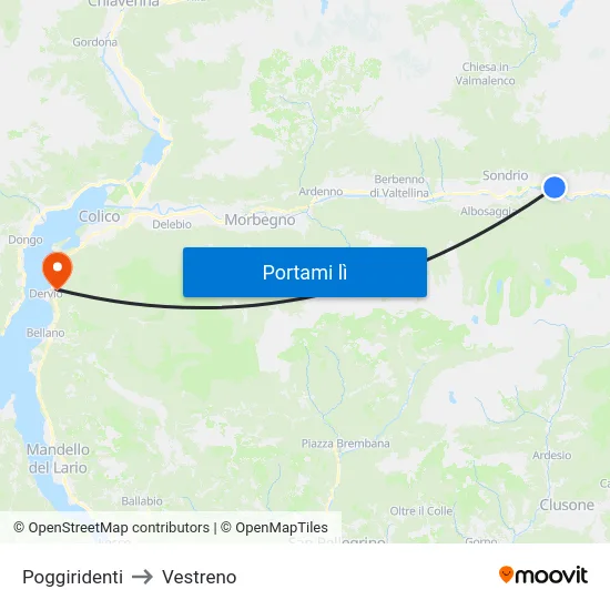 Poggiridenti to Vestreno map