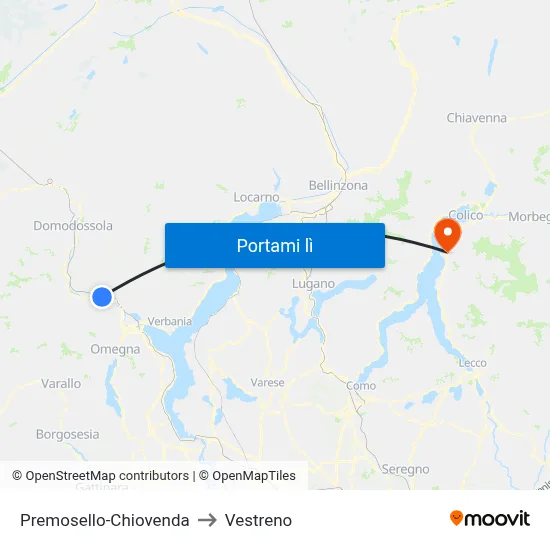 Premosello-Chiovenda to Vestreno map