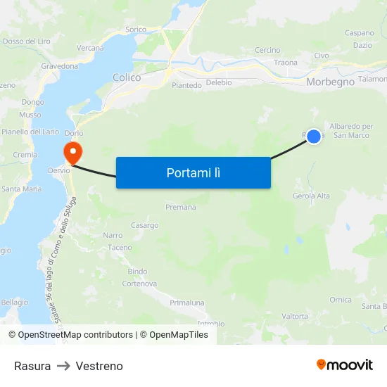 Rasura to Vestreno map