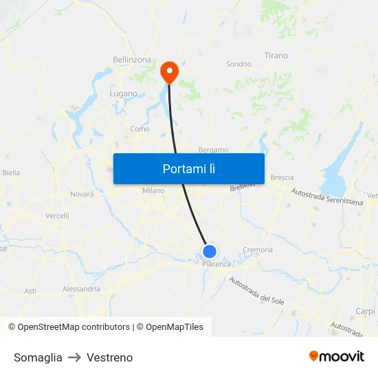 Somaglia to Vestreno map