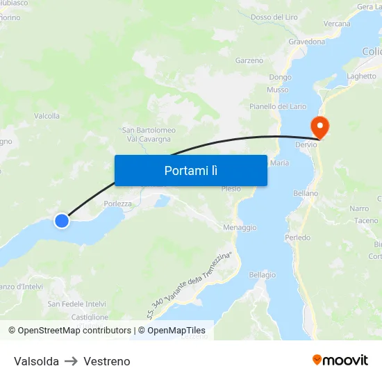Valsolda to Vestreno map