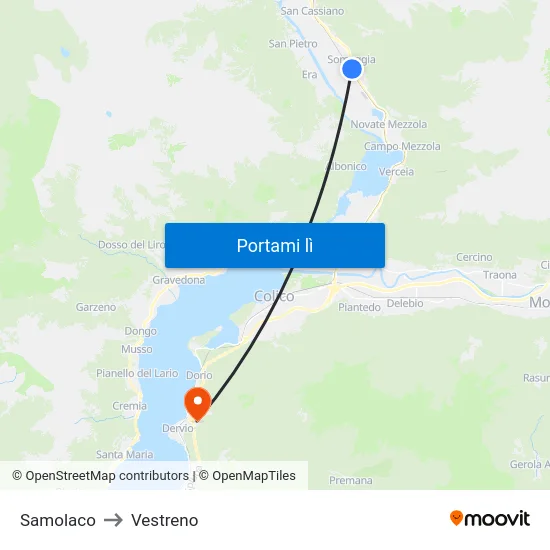 Samolaco to Vestreno map