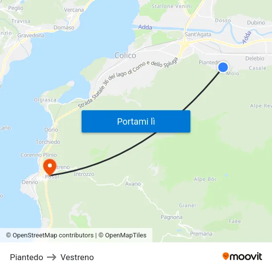 Piantedo to Vestreno map