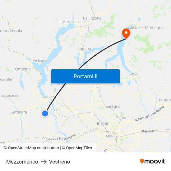 Mezzomerico to Vestreno map