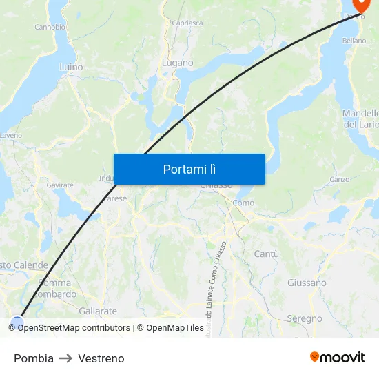 Pombia to Vestreno map