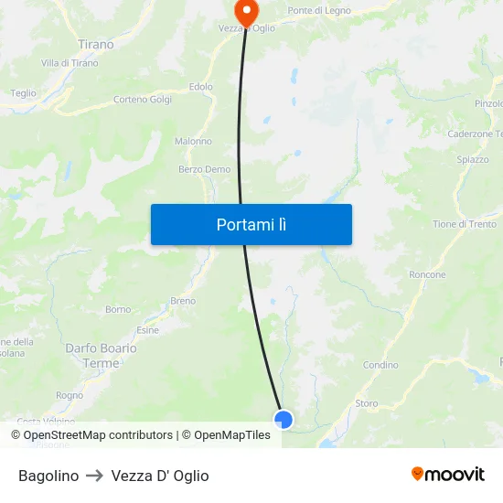 Bagolino to Vezza D' Oglio map
