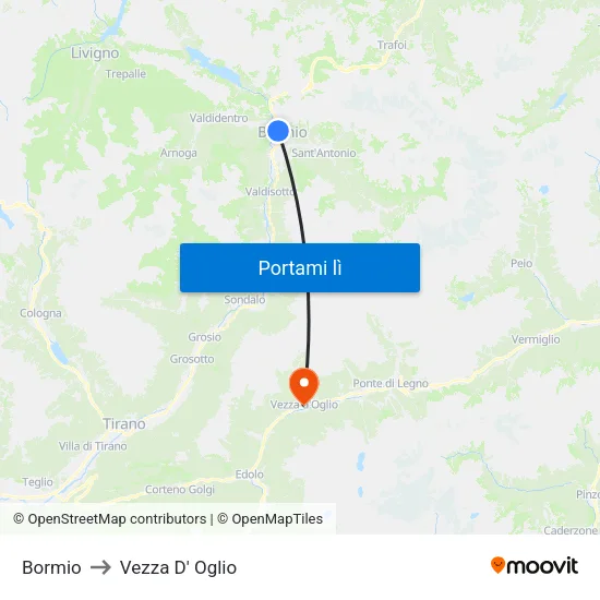 Bormio to Vezza D' Oglio map