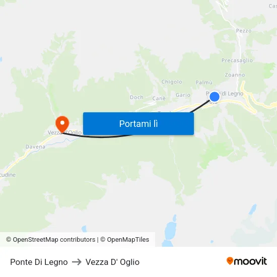 Ponte Di Legno to Vezza D' Oglio map