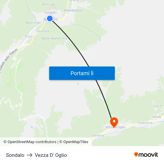 Sondalo to Vezza D' Oglio map