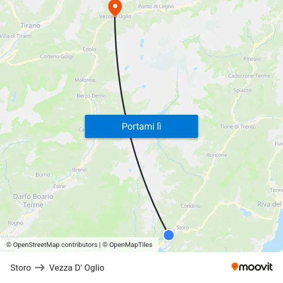 Storo to Vezza D' Oglio map