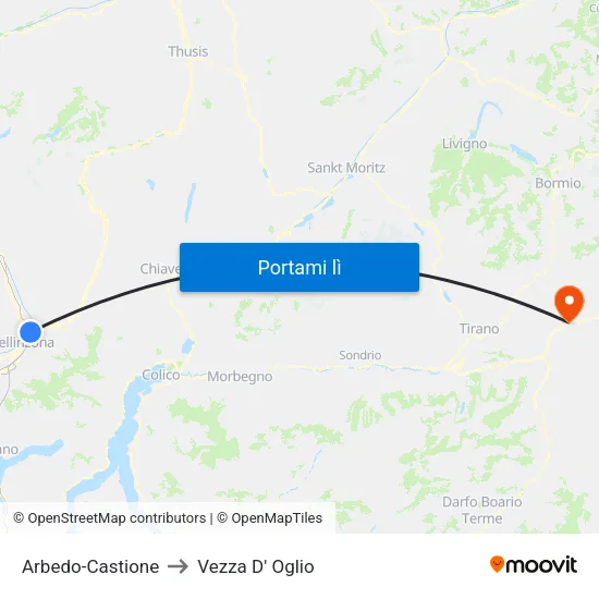 Arbedo-Castione to Vezza D' Oglio map