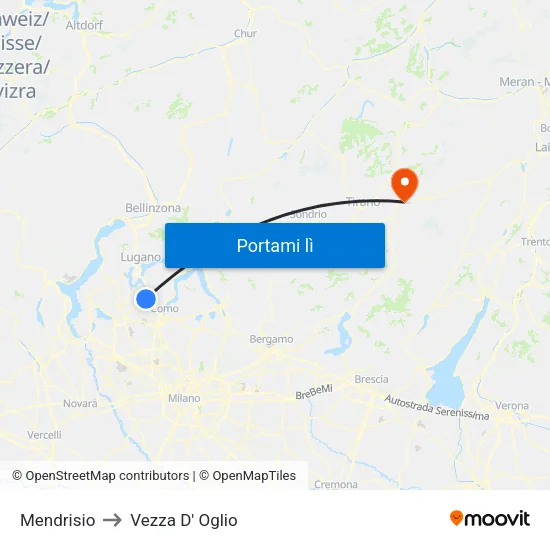 Mendrisio to Vezza D' Oglio map