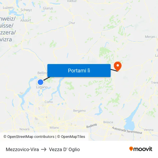 Mezzovico-Vira to Vezza D' Oglio map