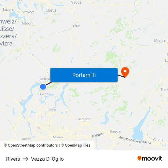 Rivera to Vezza D' Oglio map