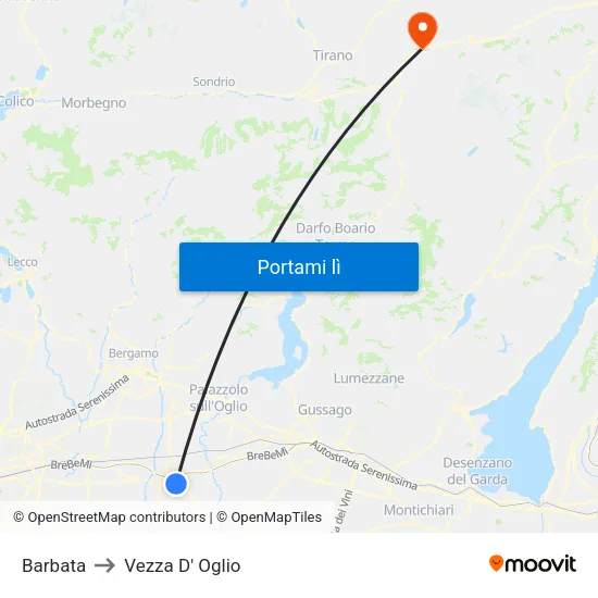 Barbata to Vezza D' Oglio map