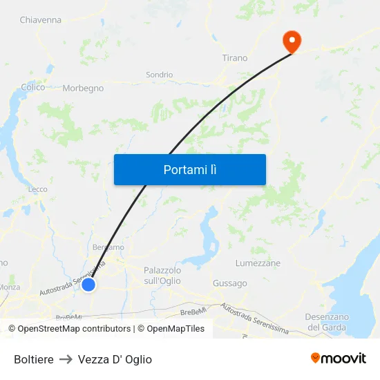 Boltiere to Vezza D' Oglio map