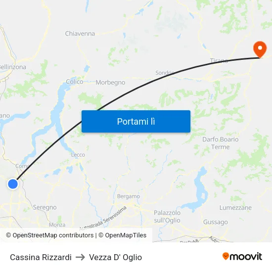 Cassina Rizzardi to Vezza D' Oglio map
