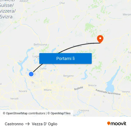 Castronno to Vezza D' Oglio map
