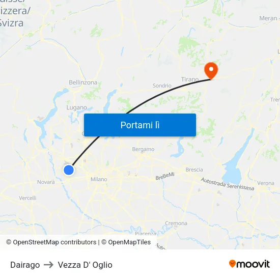 Dairago to Vezza D' Oglio map