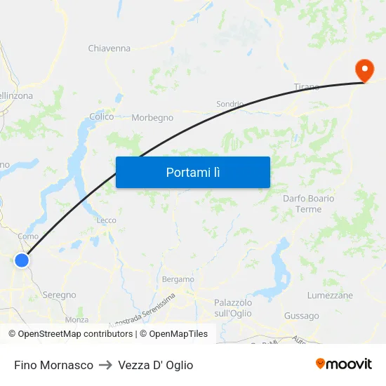 Fino Mornasco to Vezza D' Oglio map