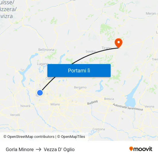Gorla Minore to Vezza D' Oglio map