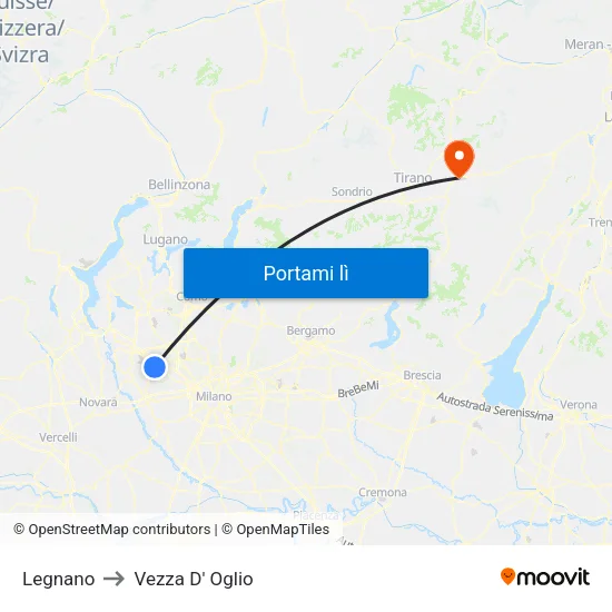 Legnano to Vezza D' Oglio map