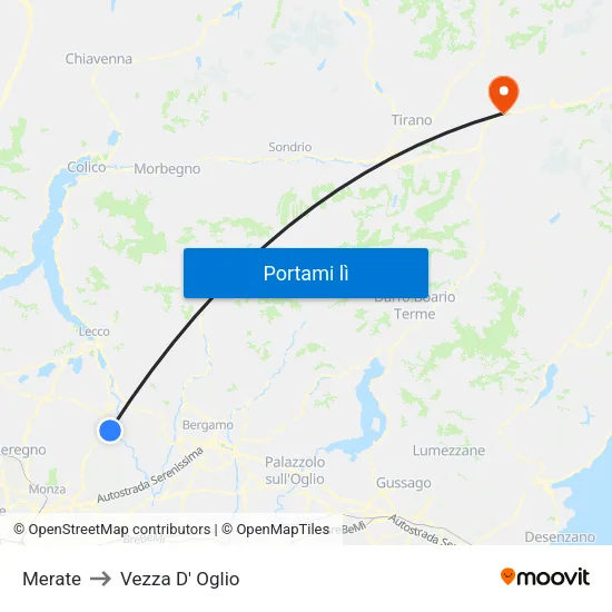 Merate to Vezza D' Oglio map