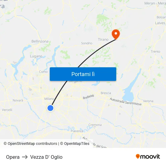 Opera to Vezza D' Oglio map