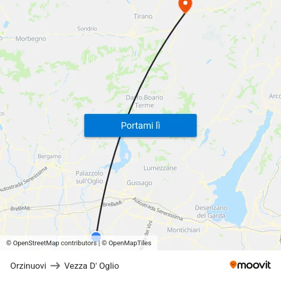 Orzinuovi to Vezza D' Oglio map