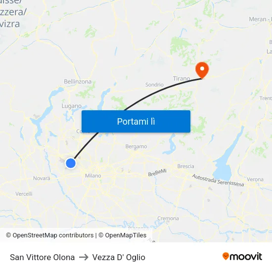 San Vittore Olona to Vezza D' Oglio map