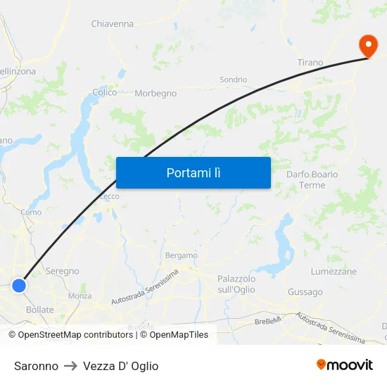 Saronno to Vezza D' Oglio map