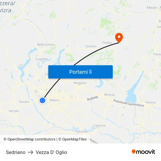 Sedriano to Vezza D' Oglio map