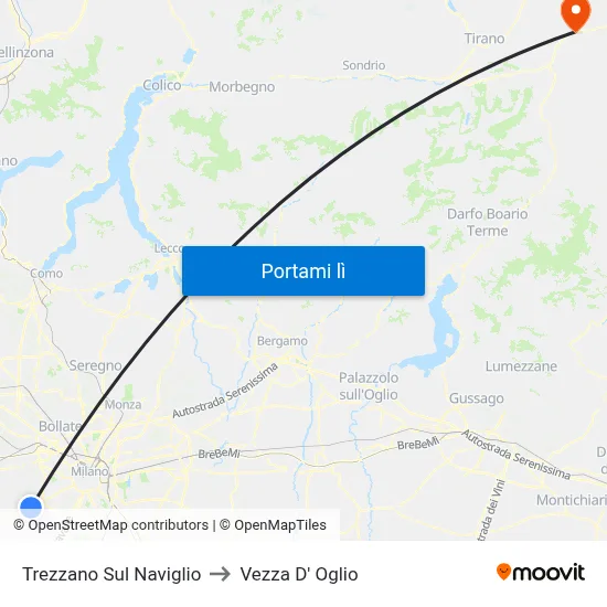 Trezzano Sul Naviglio to Vezza D' Oglio map